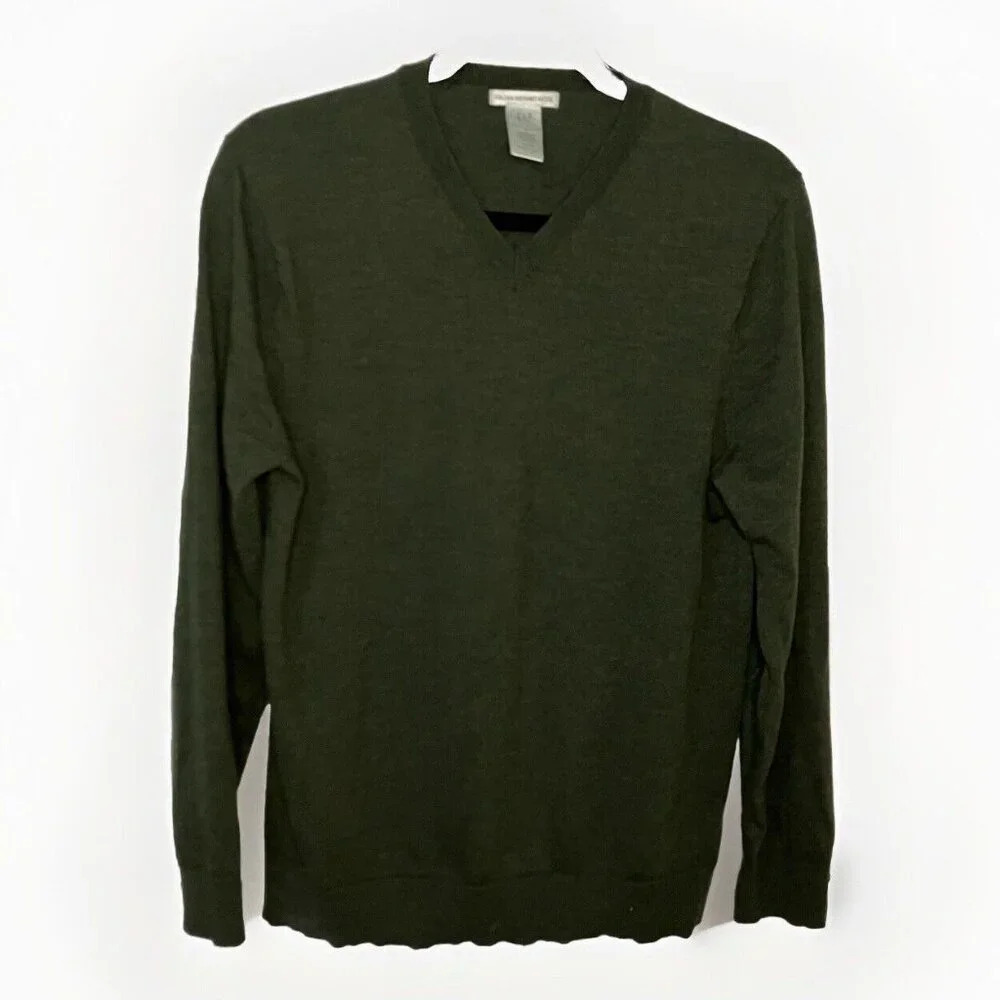 Y2K Gap Merino Wool Grandpa Knit Sweater Mens M V-neck Heritage Preppy Academia
